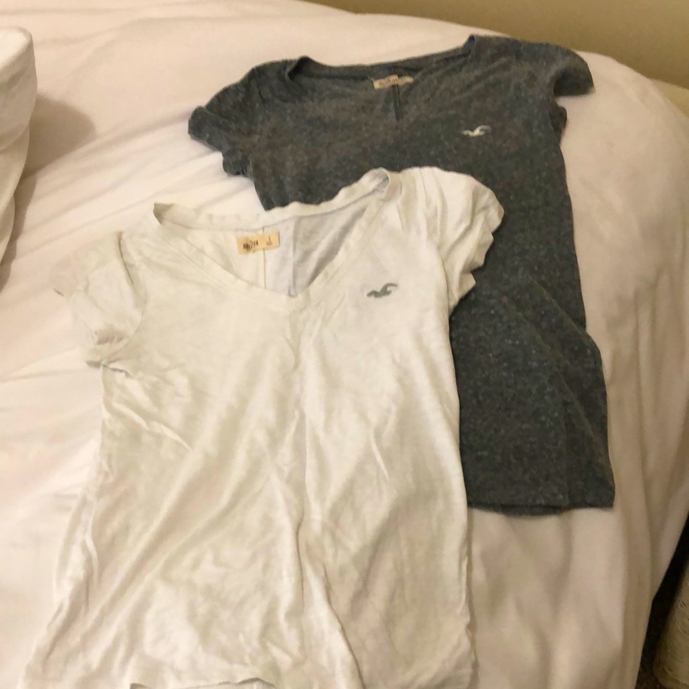 Hollister grey n white tshirts